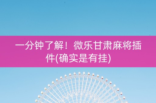 一分钟了解！微乐甘肃麻将插件(确实是有挂)