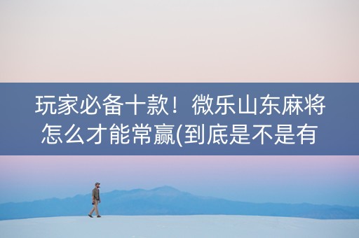 玩家必备十款！微乐山东麻将怎么才能常赢(到底是不是有挂)