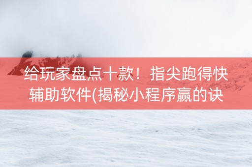 给玩家盘点十款！指尖跑得快辅助软件(揭秘小程序赢的诀窍)