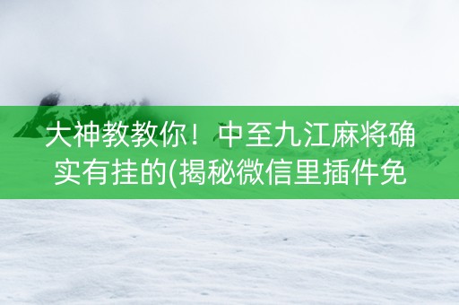 大神教教你！中至九江麻将确实有挂的(揭秘微信里插件免费)
