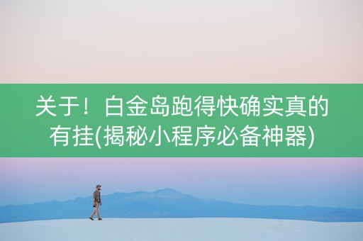 关于！白金岛跑得快确实真的有挂(揭秘小程序必备神器)