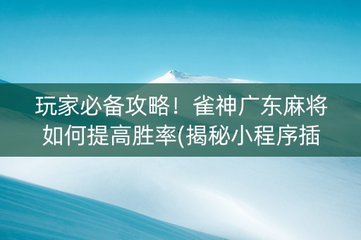玩家必备攻略！雀神广东麻将如何提高胜率(揭秘小程序插件购买)
