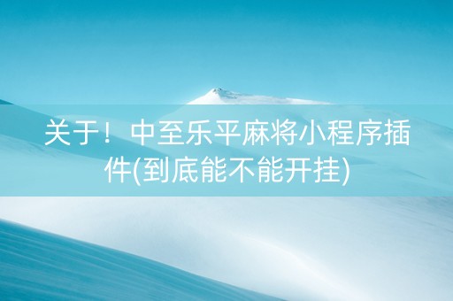 关于！中至乐平麻将小程序插件(到底能不能开挂)