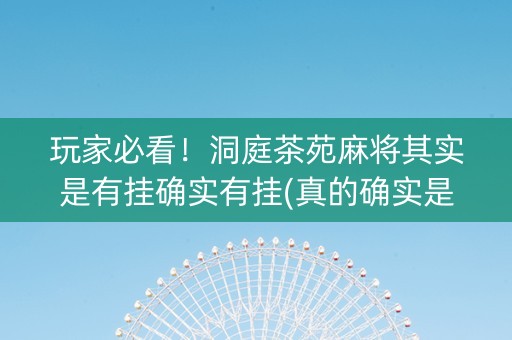 玩家必看！洞庭茶苑麻将其实是有挂确实有挂(真的确实是有挂)