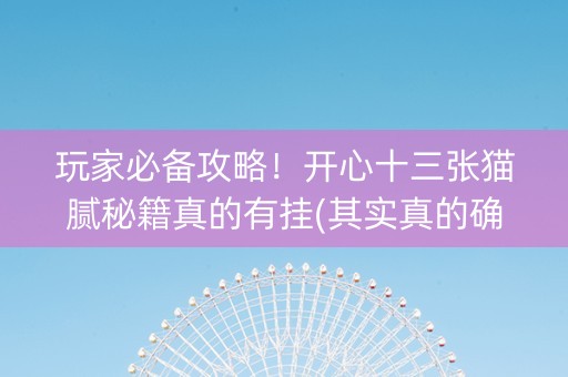 玩家必备攻略！开心十三张猫腻秘籍真的有挂(其实真的确实有挂)