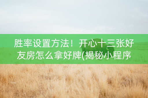 胜率设置方法！开心十三张好友房怎么拿好牌(揭秘小程序助攻神器)
