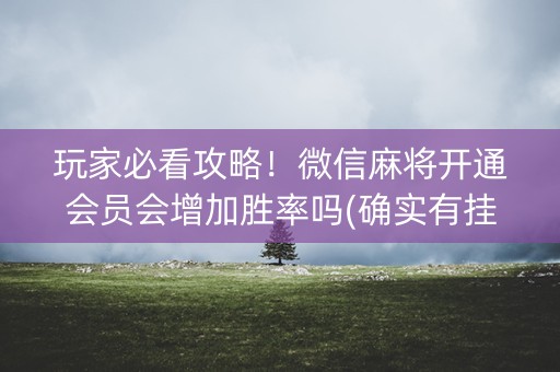 玩家必看攻略！微信麻将开通会员会增加胜率吗(确实有挂吗)