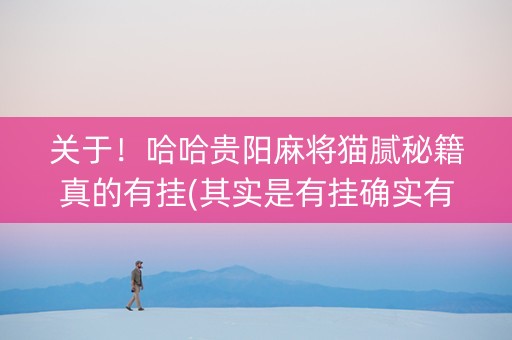 关于！哈哈贵阳麻将猫腻秘籍真的有挂(其实是有挂确实有挂)