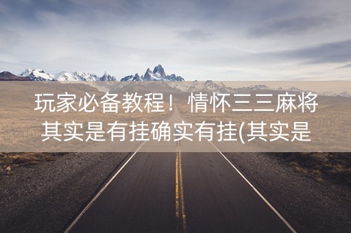玩家必备教程！情怀三三麻将其实是有挂确实有挂(其实是有挂的)