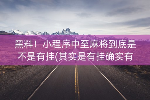 黑料！小程序中至麻将到底是不是有挂(其实是有挂确实有挂)