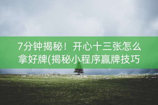 7分钟揭秘！开心十三张怎么拿好牌(揭秘小程序赢牌技巧)