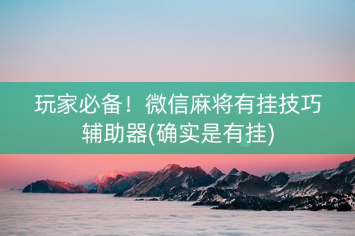 玩家必备！微信麻将有挂技巧辅助器(确实是有挂)