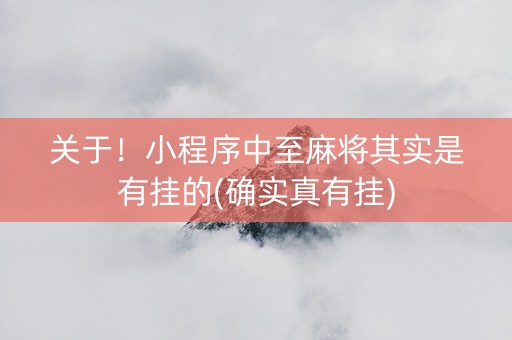 关于！小程序中至麻将其实是有挂的(确实真有挂)