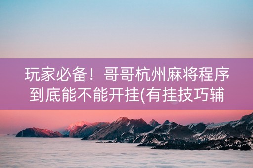 玩家必备！哥哥杭州麻将程序到底能不能开挂(有挂技巧辅助器)