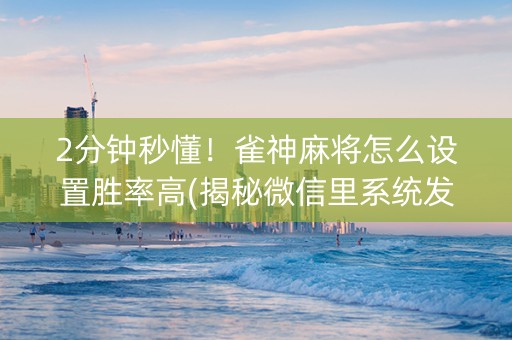 2分钟秒懂！雀神麻将怎么设置胜率高(揭秘微信里系统发好牌)