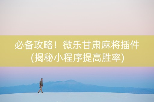 必备攻略！微乐甘肃麻将插件(揭秘小程序提高胜率)
