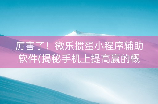厉害了！微乐掼蛋小程序辅助软件(揭秘手机上提高赢的概率)