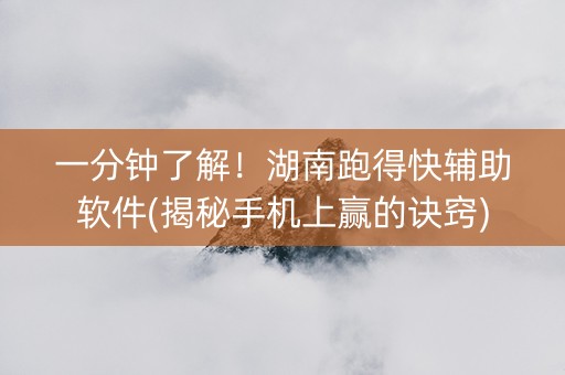 一分钟了解！湖南跑得快辅助软件(揭秘手机上赢的诀窍)