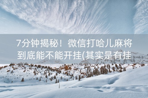 7分钟揭秘！微信打哈儿麻将到底能不能开挂(其实是有挂的)