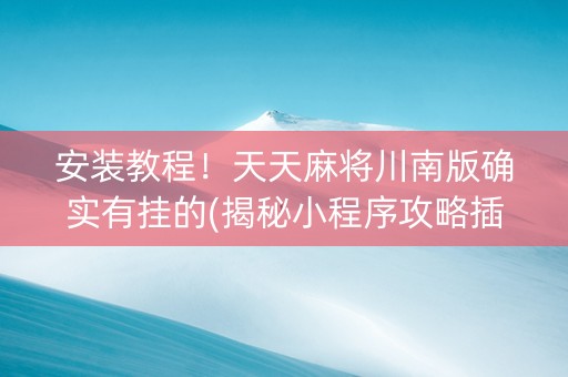 安装教程！天天麻将川南版确实有挂的(揭秘小程序攻略插件)