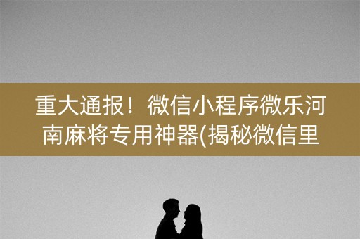 重大通报！微信小程序微乐河南麻将专用神器(揭秘微信里助赢神器购买)