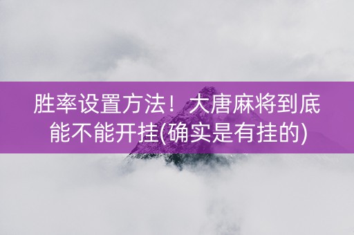 胜率设置方法！大唐麻将到底能不能开挂(确实是有挂的)