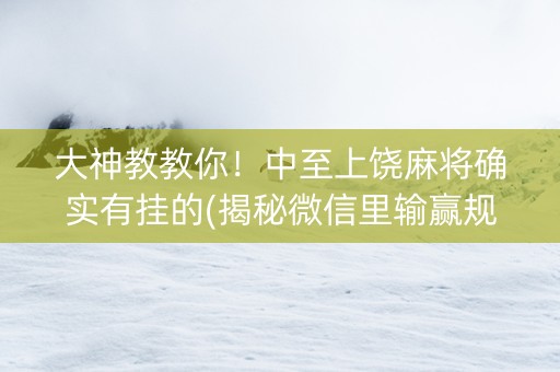 大神教教你！中至上饶麻将确实有挂的(揭秘微信里输赢规律)