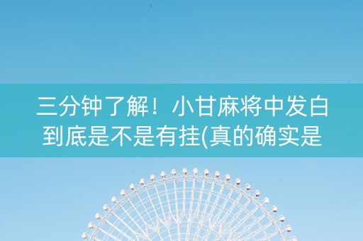 三分钟了解！小甘麻将中发白到底是不是有挂(真的确实是有挂)