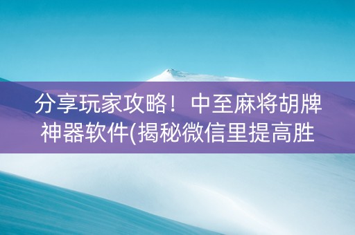 分享玩家攻略！中至麻将胡牌神器软件(揭秘微信里提高胜率)