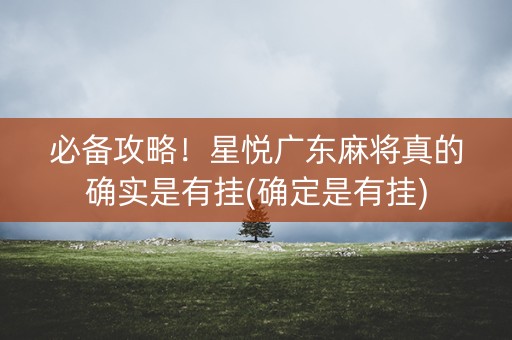 必备攻略！星悦广东麻将真的确实是有挂(确定是有挂)