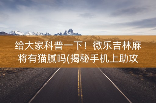 给大家科普一下！微乐吉林麻将有猫腻吗(揭秘手机上助攻神器)