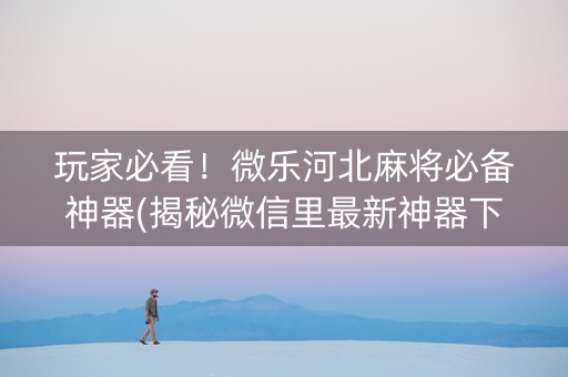 玩家必看！微乐河北麻将必备神器(揭秘微信里最新神器下载)