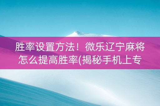 胜率设置方法！微乐辽宁麻将怎么提高胜率(揭秘手机上专用神器)