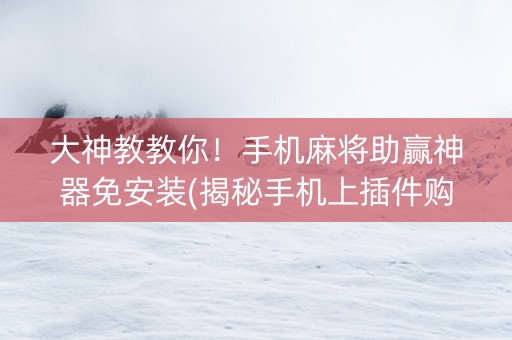 大神教教你！手机麻将助赢神器免安装(揭秘手机上插件购买)