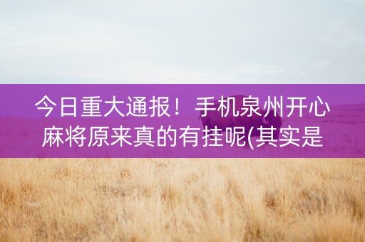 今日重大通报！手机泉州开心麻将原来真的有挂呢(其实是有挂的)