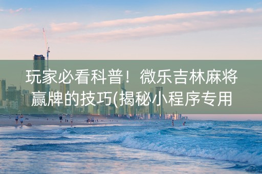 玩家必看科普！微乐吉林麻将赢牌的技巧(揭秘小程序专用神器)