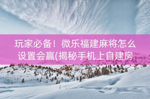 玩家必备！微乐福建麻将怎么设置会赢(揭秘手机上自建房怎么赢)