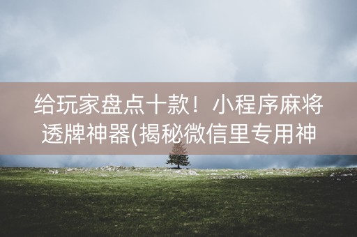 给玩家盘点十款！小程序麻将透牌神器(揭秘微信里专用神器)