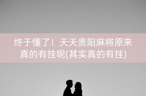 终于懂了！天天贵阳麻将原来真的有挂呢(其实真的有挂)