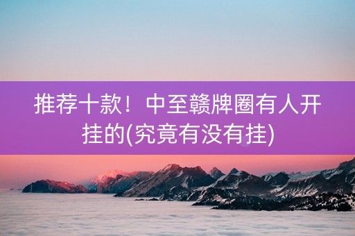 推荐十款！中至赣牌圈有人开挂的(究竟有没有挂)