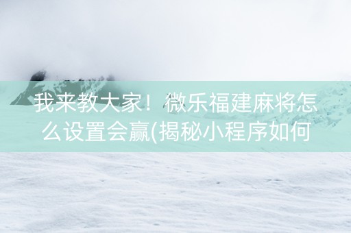 我来教大家！微乐福建麻将怎么设置会赢(揭秘小程序如何让牌变好)