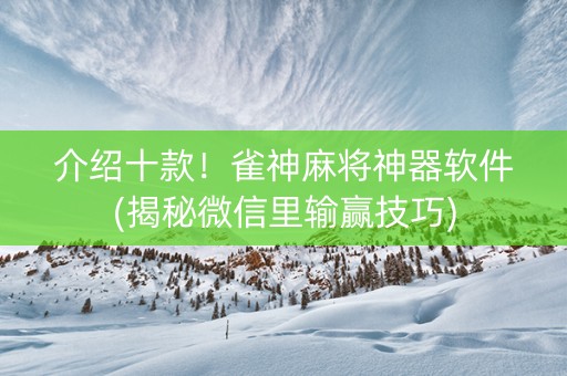 介绍十款！雀神麻将神器软件(揭秘微信里输赢技巧)
