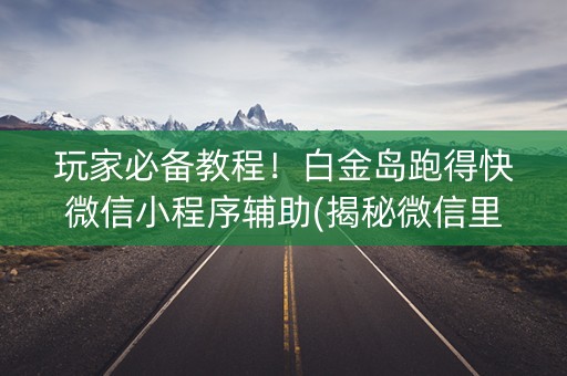 玩家必备教程！白金岛跑得快微信小程序辅助(揭秘微信里提高胜率)