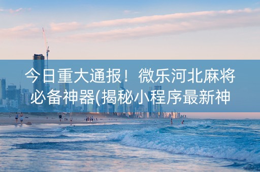 今日重大通报！微乐河北麻将必备神器(揭秘小程序最新神器下载)