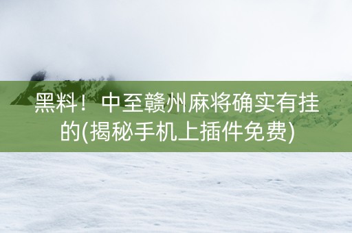 黑料！中至赣州麻将确实有挂的(揭秘手机上插件免费)