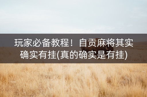 玩家必备教程！自贡麻将其实确实有挂(真的确实是有挂)