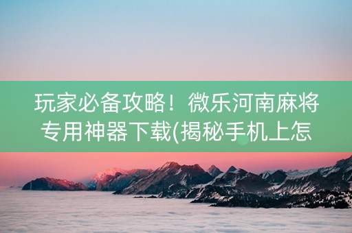 玩家必备攻略！微乐河南麻将专用神器下载(揭秘手机上怎么容易赢)