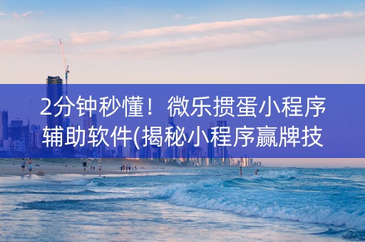 2分钟秒懂！微乐掼蛋小程序辅助软件(揭秘小程序赢牌技巧)