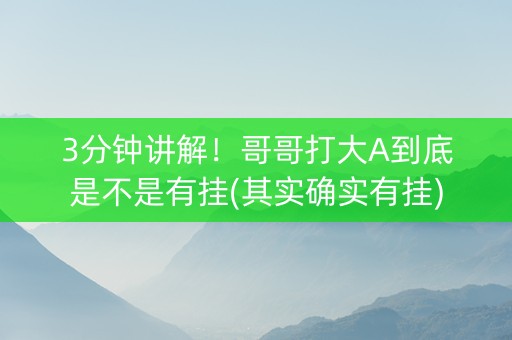 3分钟讲解！哥哥打大A到底是不是有挂(其实确实有挂)