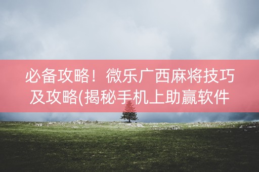 必备攻略！微乐广西麻将技巧及攻略(揭秘手机上助赢软件)